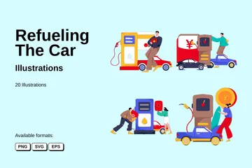 Refueling The Car Illustration Pack