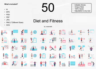 Régime et remise en forme Pack d'Illustrations