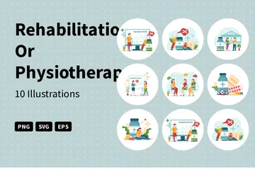 Rehabilitation oder Physiotherapie Illustrationspack