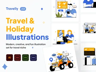 Reisen und Urlaub Illustrationspack