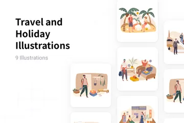 Reisen und Urlaub Illustrationspack