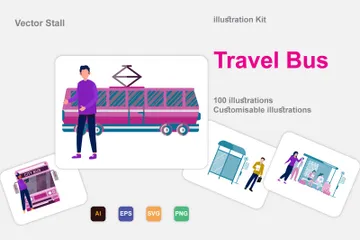 Reisebus Illustrationspack
