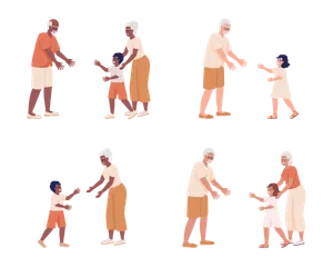 Relation grands-parents petits-enfants Pack d'Illustrations