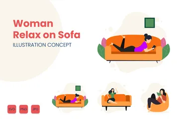 Relax On Sofa Illustration Pack