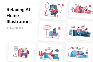 Relaxing At Home Illustration Pack