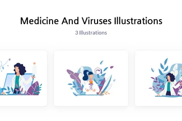 Remédios e vírus Pacote de Ilustrações