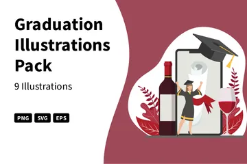 L'obtention du diplôme Pack d'Illustrations