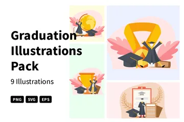 L'obtention du diplôme Pack d'Illustrations