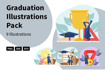 L'obtention du diplôme Pack d'Illustrations