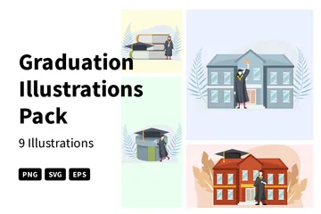 L'obtention du diplôme Pack d'Illustrations