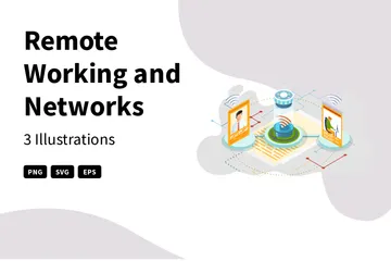 Remote-Arbeit und Netzwerke Illustrationspack