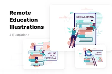 Remote Education Illustration Pack