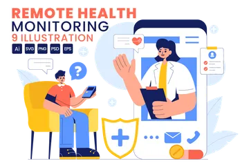 Remote Health Monitoring Illustration Pack