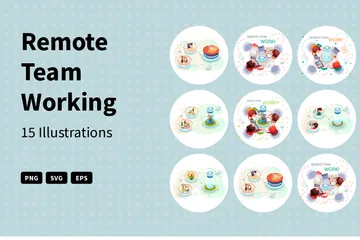 Remote Team Working Illustration Pack