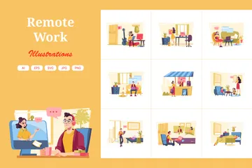 Remote Work Illustration Pack