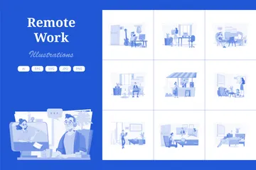 Remote Work Illustration Pack