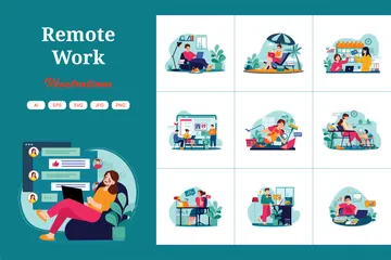 Remote Work Illustration Pack