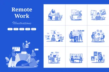 Remote Work Illustration Pack