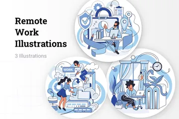 Remote Work Illustration Pack