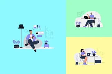 Remote Work Illustration Pack