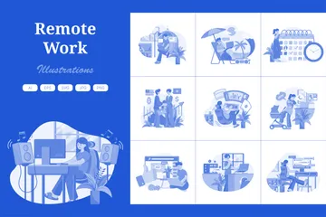 Remote Work Illustration Pack