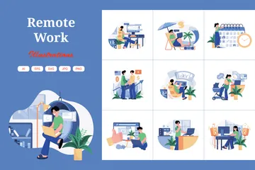 Remote Work Illustration Pack