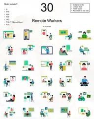 Remote Workers Illustration Pack