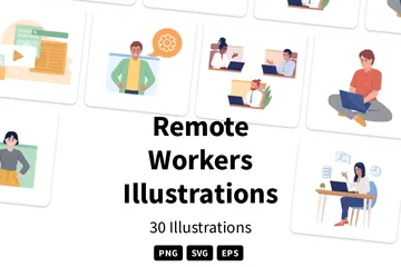 Remote Workers Illustration Pack