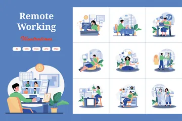Remote Working Illustration Pack