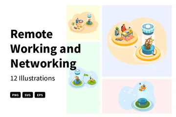 Remote Working And Networking Illustration Pack