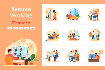 Remote Working Illustration Pack