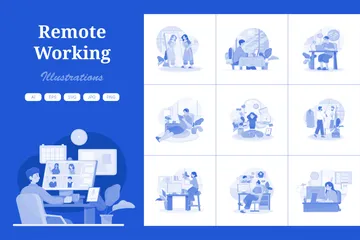 Remote Working Illustration Pack