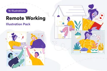 Remote Working Illustration Pack