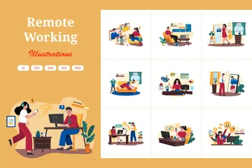 Remote Working Illustration Pack