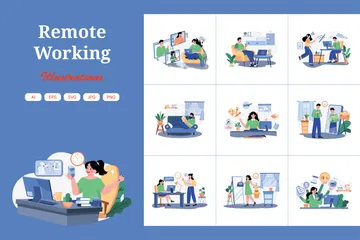 Remote Working Illustration Pack