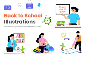 Retour à l'école Pack d'Illustrations