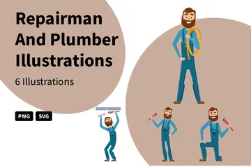 Repairman And Plumber Illustration Pack