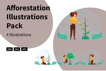 Repoblación forestal Paquete de Ilustraciones