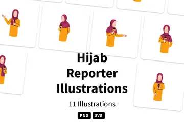 Repórter Hijab Pacote de Ilustrações