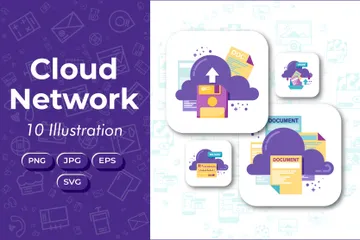 Réseau cloud Illustration Pack