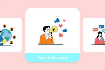 Réseau social Pack d'Illustrations