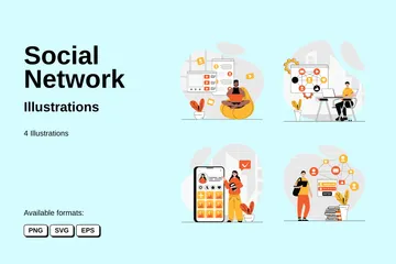 Réseau social Pack d'Illustrations