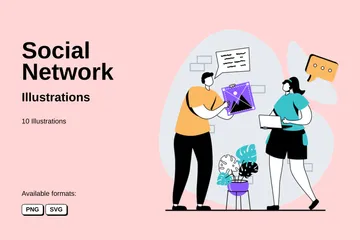 Réseau social Pack d'Illustrations