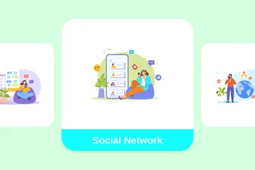 Réseau social Pack d'Illustrations