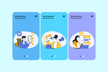 Réseau social Pack d'Illustrations