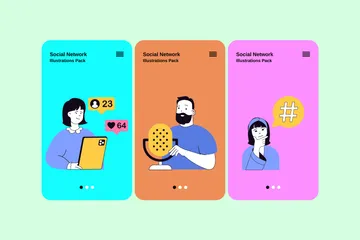 Réseau social Pack d'Illustrations