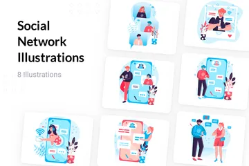 Réseau social Pack d'Illustrations