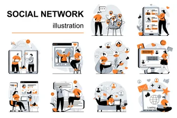 Réseau social Pack d'Illustrations