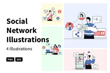 Réseau social Pack d'Illustrations