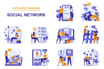 Réseau social Pack d'Illustrations